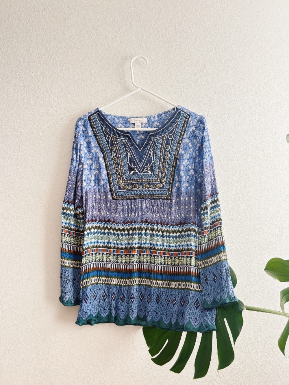 Boho Printed Embellished Peasant Top – PL (Petite Large) |